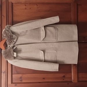 Lauren Ralph Lauren wool blend coat with faux fur hood size 8
